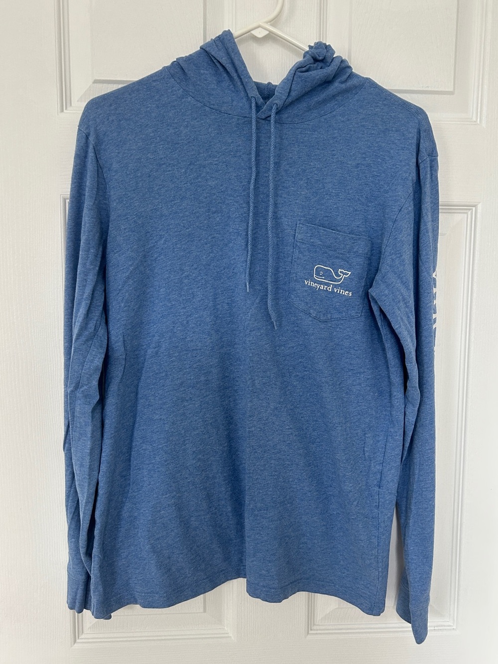 Vineyard Vines | Men's Lightweight Heather Blue Hoodie with Pocket Logo